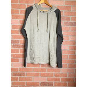 Hawks Bay Mens Gray Lightweight Raglan Hoodie Shirt Size S